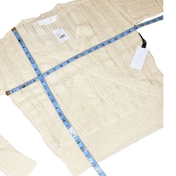 ASTR Pointelle Wrap Front Sweater in Cream - Picture 2 of 8